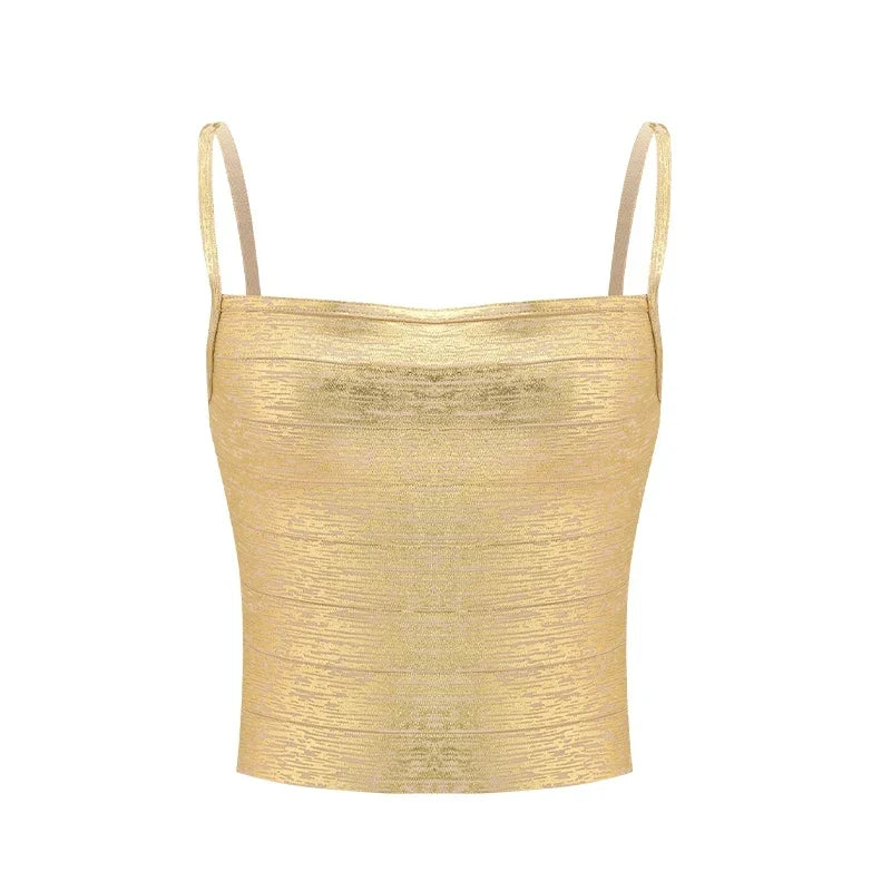 Flatterende dame crop top i korsettinspirert stil. Elegant og trendy festtopp med tynne stropper for kvinner.
