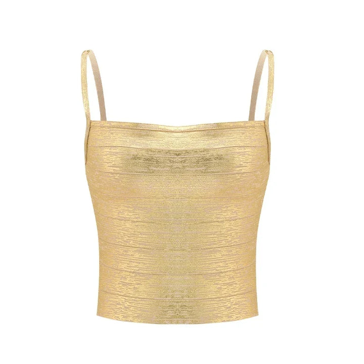 Flatterende dame crop top i korsettinspirert stil. Elegant og trendy festtopp med tynne stropper for kvinner.