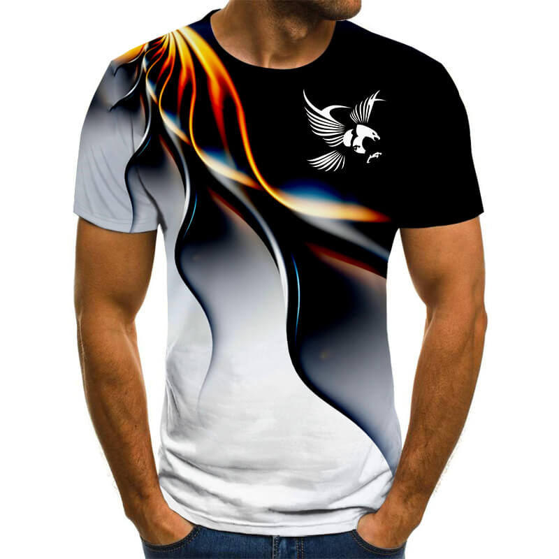 Kortermet rund hals herre t-skjorte i polyester, med komfortabel passform og moderne 3D-design.
