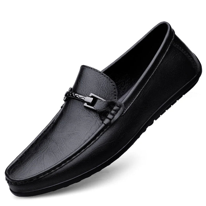 Brun herre loafers, håndlagde mokasiner med myk komfortsåle for elegant og casual stil.