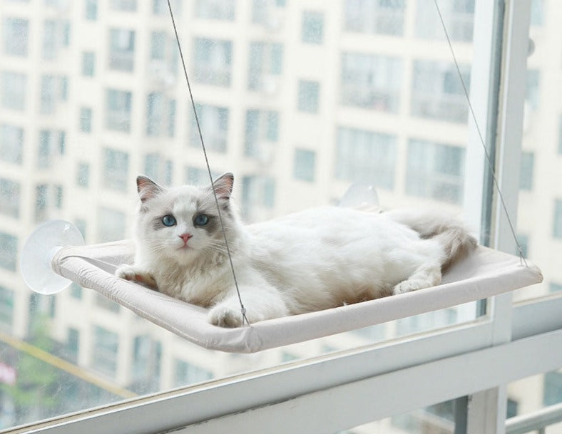 Kjæledyrvennlig design: Hengekøye for vindu med sterk sugekoppfeste, gir din katt en favorittplass.