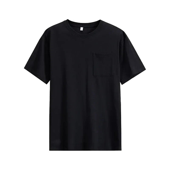 Myk bomulls-t-skjorte for unisex med brystlomme. Casual topp med løs og avslappet passform.