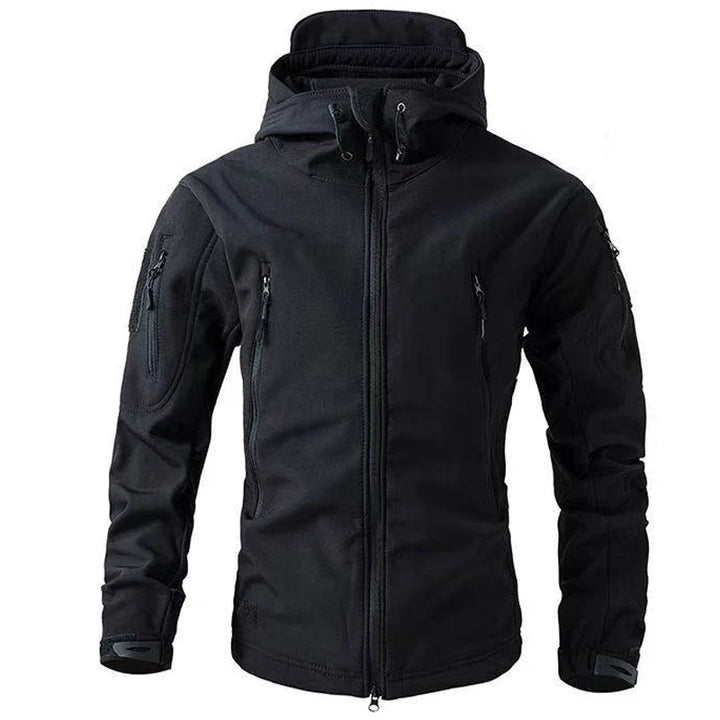 Allsidig menns vanntett softshell jakke. Vindtett turjakke med hette for jakt, fiske og fjelltur.