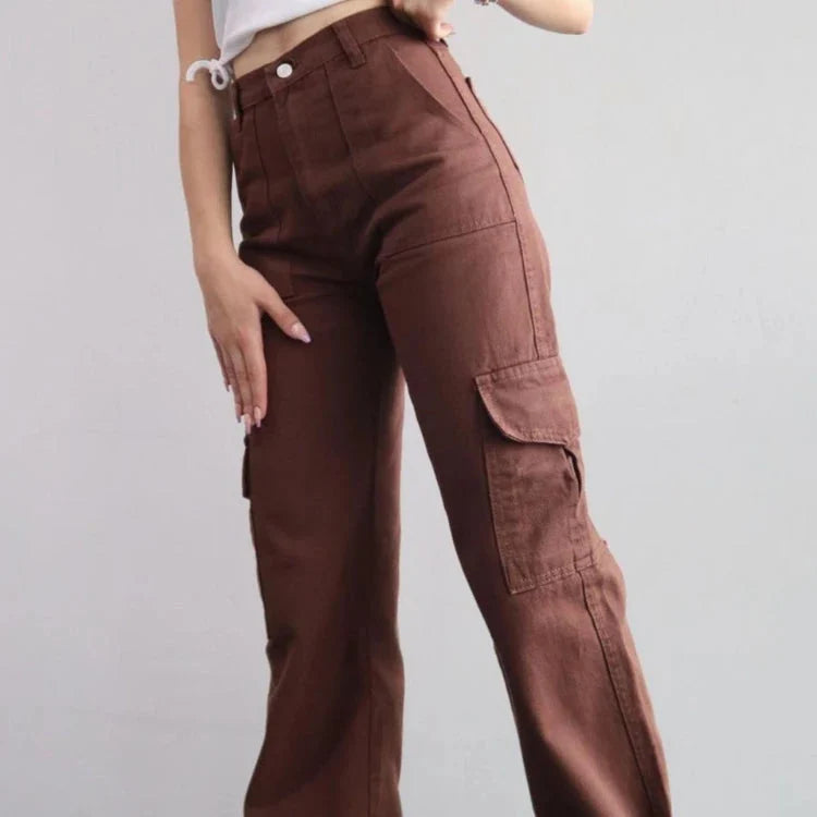 Y2K dame cargo bukser, i avslappet parachute stil, perfekt for trendy hverdagsmote.
