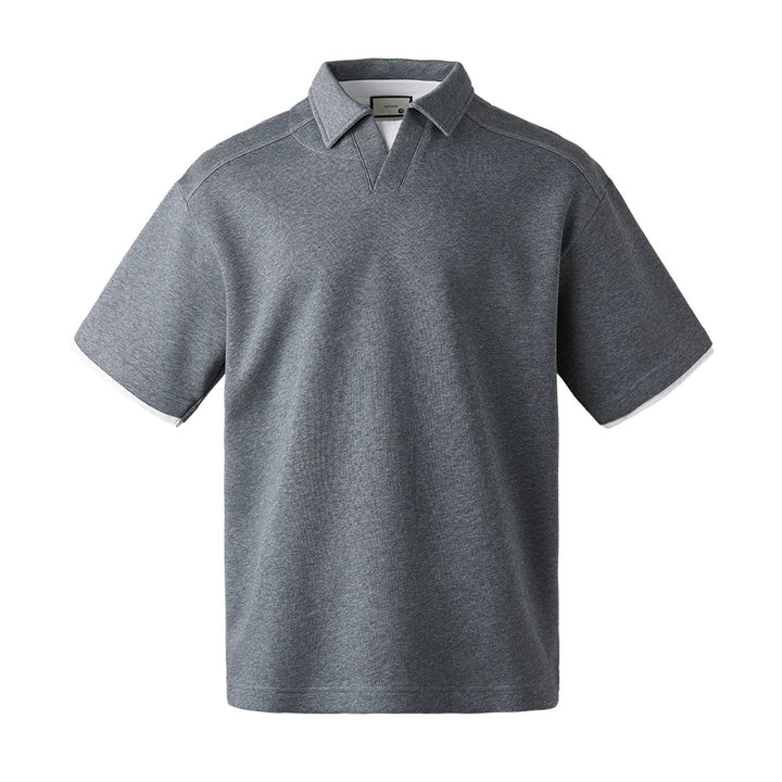 Mote for menn: kortermet retro polo skjorte med unik lagpålag-detalj, perfekt for vår/sommer.