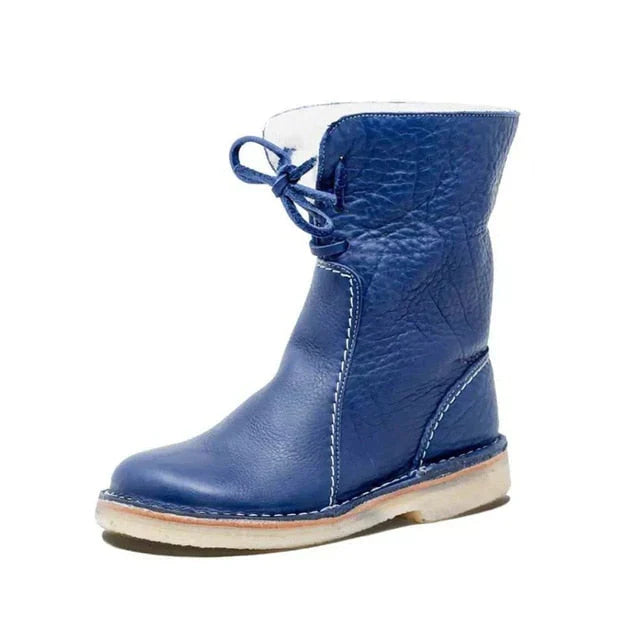 Justerbare kvinneboots med varmt fôr for vinteren. Sklisikker og stilren damestøvel, ideell for utendørs bruk.