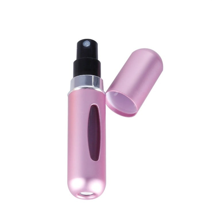 Unisex påfyllbar mini parfymebeholder i elegant aluminium, perfekt for reise og på farten.