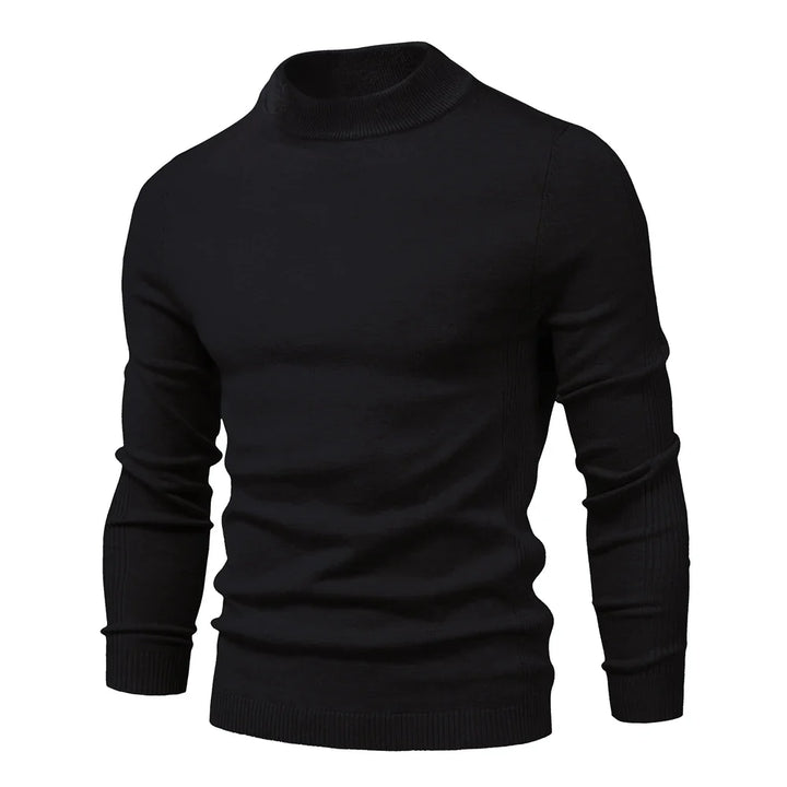 Herre-pullover med høy hals. Komfortabel ensfarget genser, perfekt for lag-på-lag om vinteren.