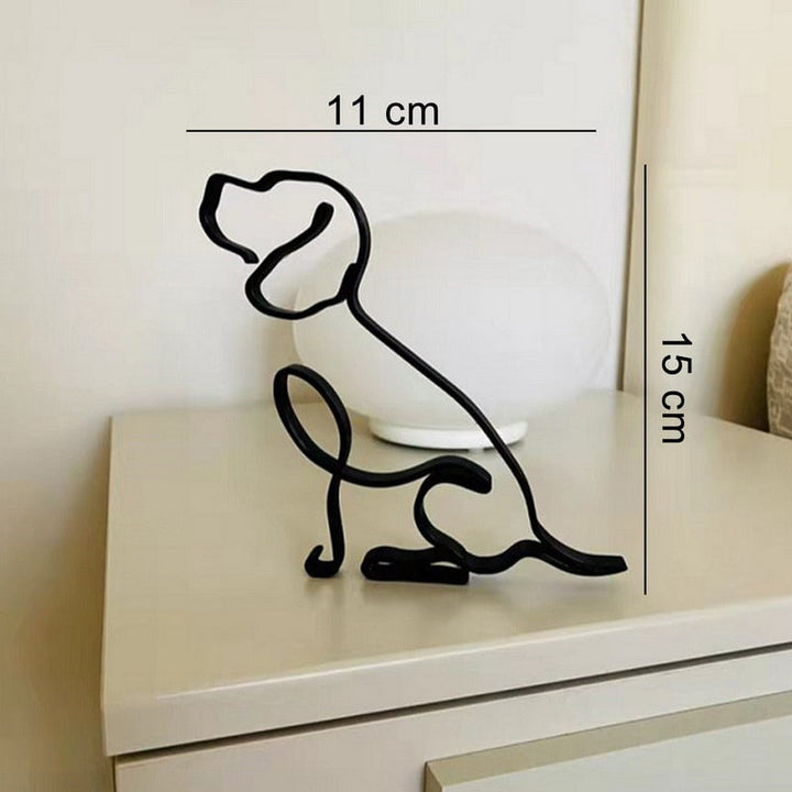 Håndlaget hundeskulptur i metall, minimalistisk uttrykk for den moderne bolig.