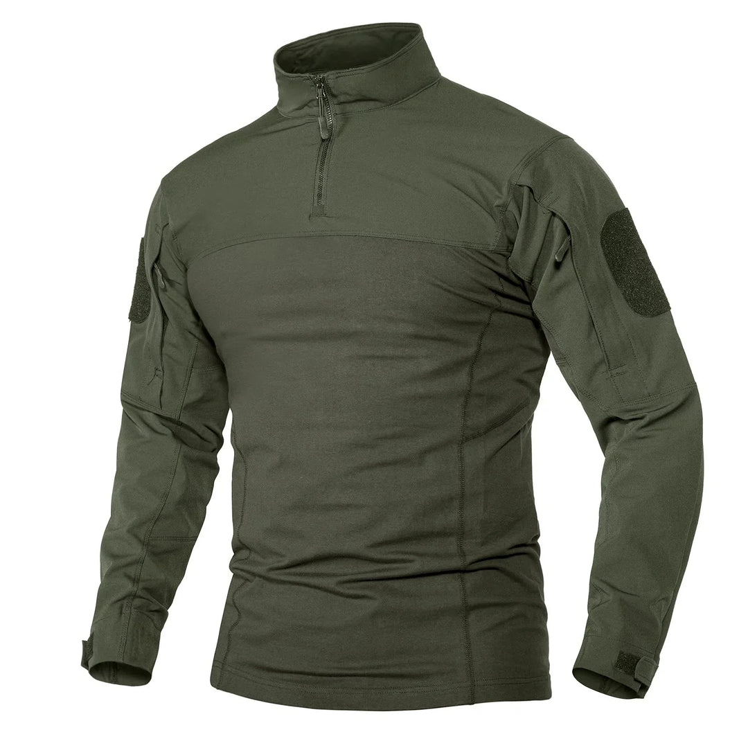 Herre langermet 1/4-zip genser for tur og trening, pustende teknisk stoff.