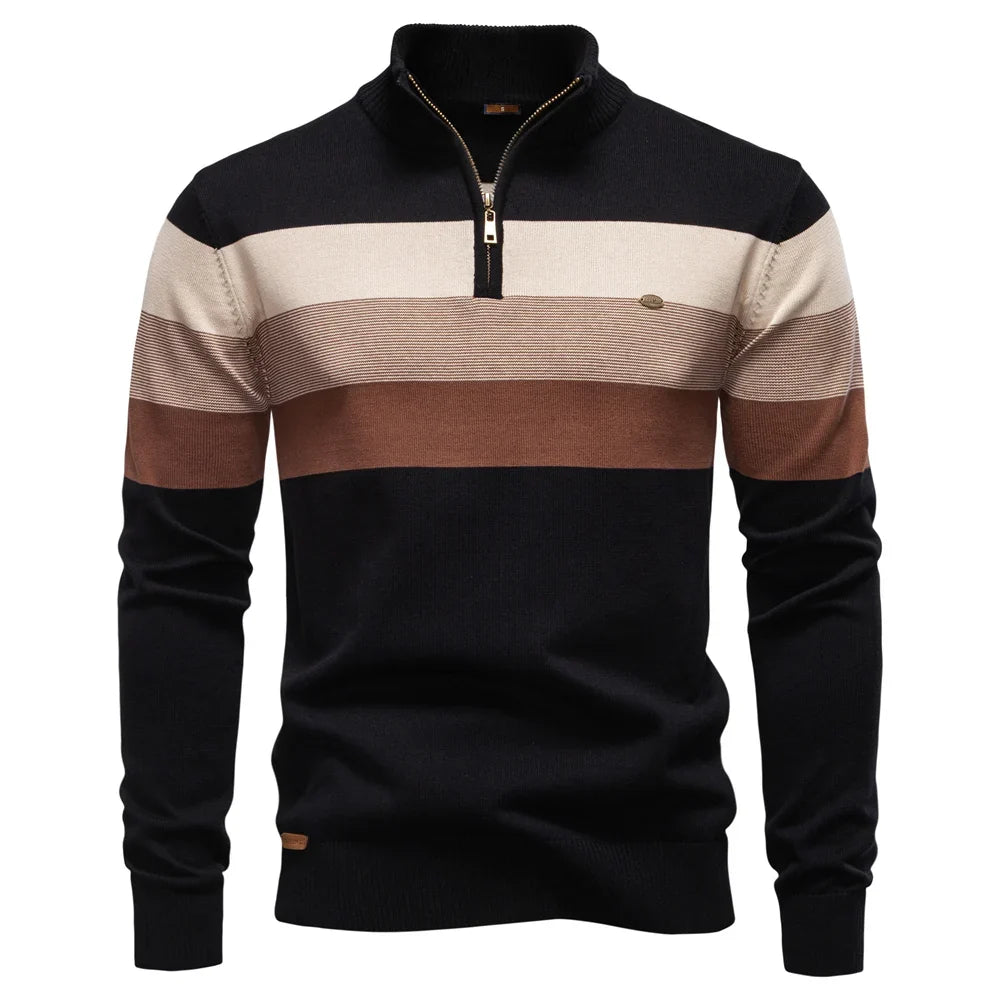 Herrepullover med kvart glidelås. Komfortabel og varm genser for den moderne mann.
