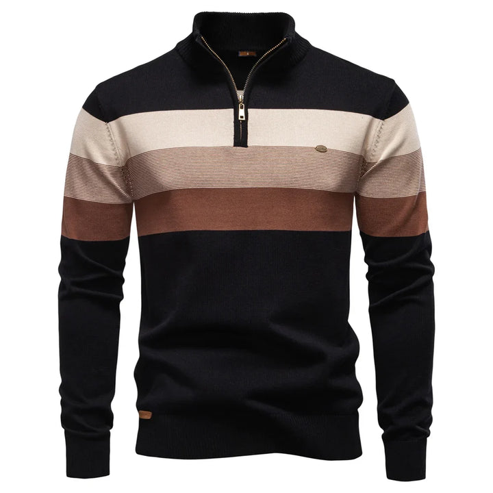 Herrepullover med kvart glidelås. Komfortabel og varm genser for den moderne mann.