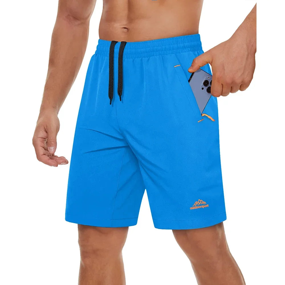 Grå herre treningsshorts, lettvekt og ventilerende, ypperlig for løpeturer.