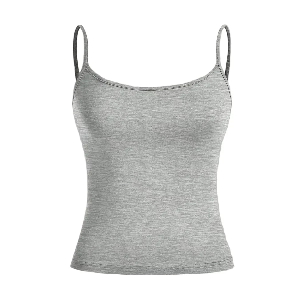 Allsidig ensfarget slim fit tanktopp for dame, minimalistisk stil.