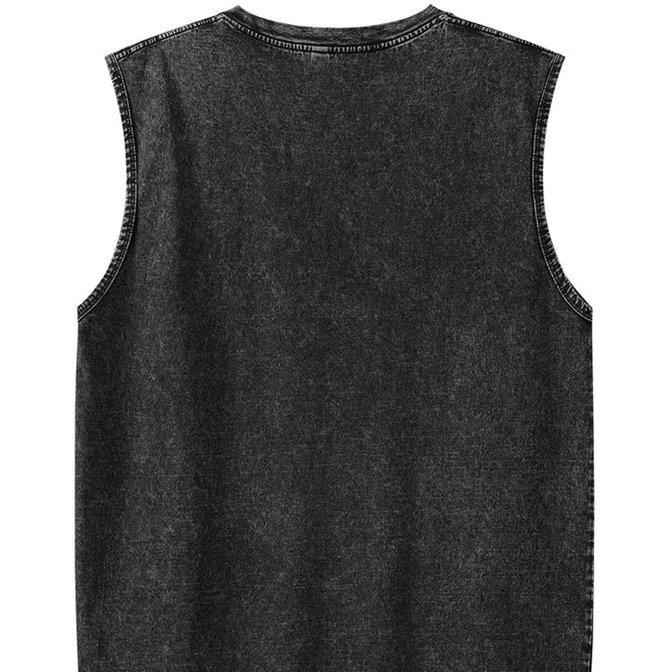 Rosa herre vasket tank top, ermeløs. Komfortabel topp for trening og varm sommer.