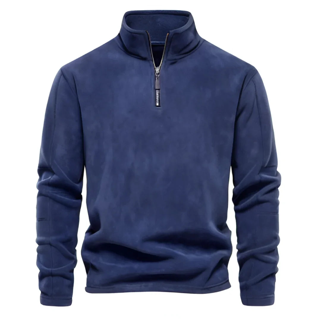 Moderne herre fleecegenser med softshell-inspirert look og halv glidelås. Varm, funksjonell og stilig.