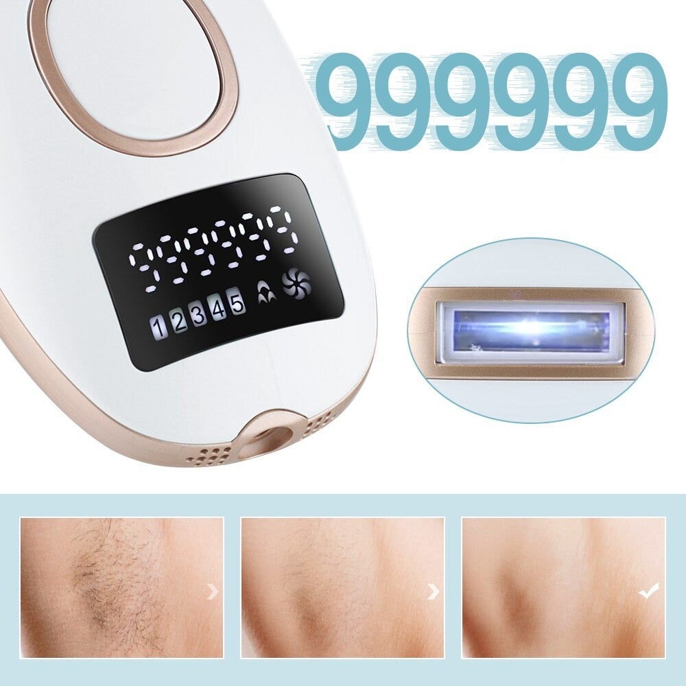 Permanent hårfjerning med dette unisex IPL apparatet. Gir glatt hud over tid, egnet for hele kroppen.