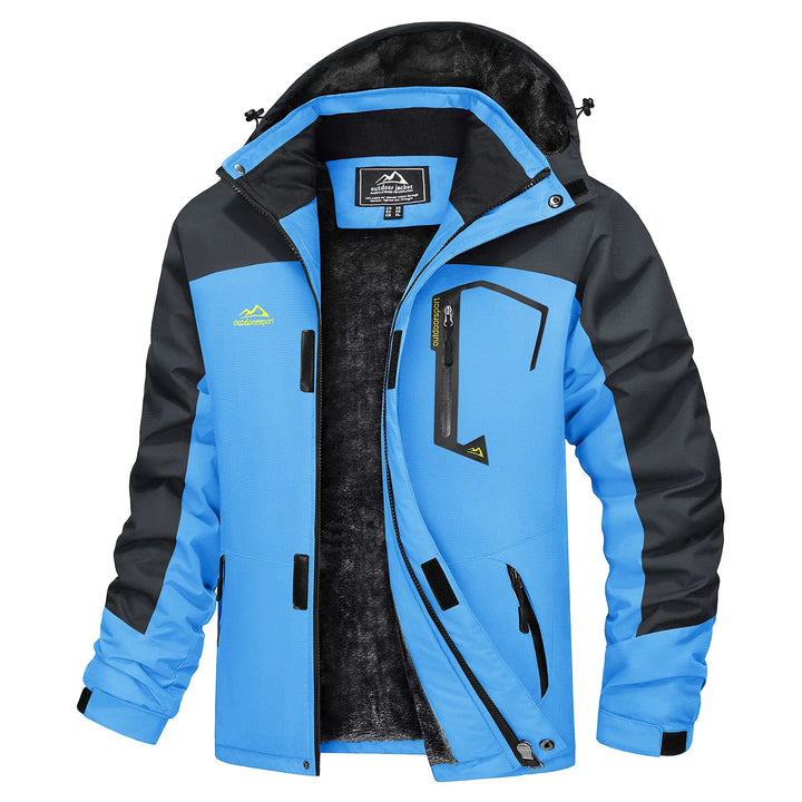 Hvit herre parkas, ren design, varm og vanntett for stilfulle dager i snøen.