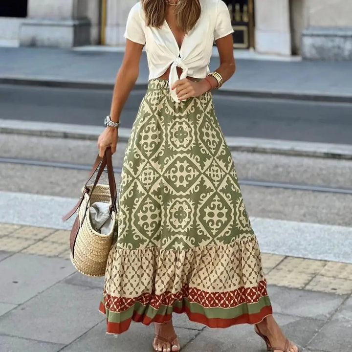 Casual og elegant vårskjørt for kvinner, med behagelig høy midje for en avslappet stil.