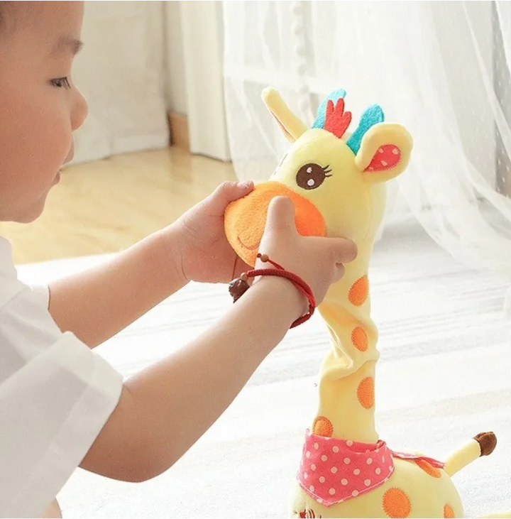 Utviklende dansende giraffleke med musikk, fremmer motorikk og glede for babyer og småbarn.
