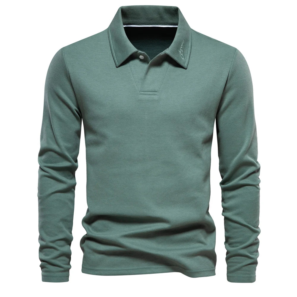 Behagelig grønn herre polo skjorte i bomullsblanding med broderi for en avslappet stil.
