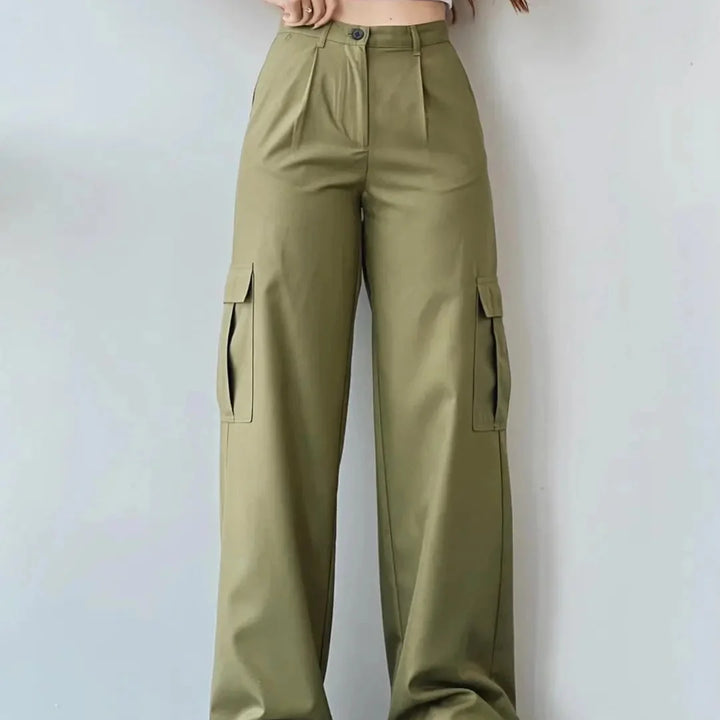 Komfortable baggy dame bukser, i parachute stil, perfekt for avslappet Y2K mote.