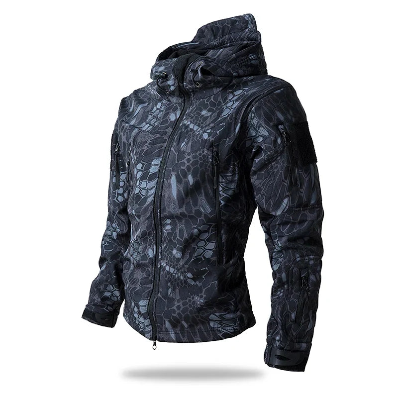 Herre softshell jakke med praktiske lommer. Vanntett, varm og funksjonell for oppbevaring på tur.