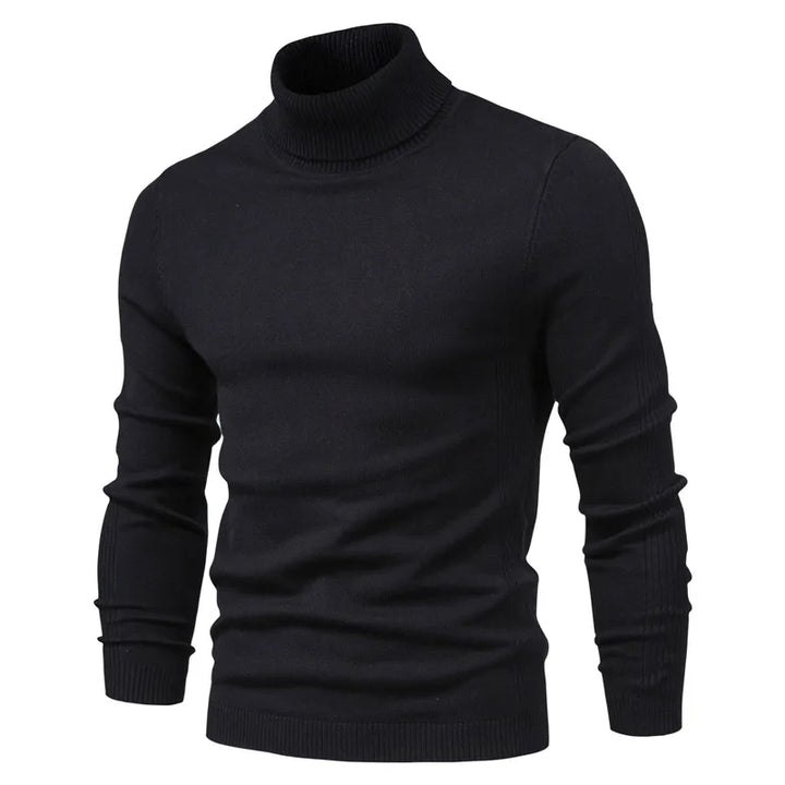 Komfortabel høyhalset herregenser, slim fit design i varm strikk for kalde dager.
