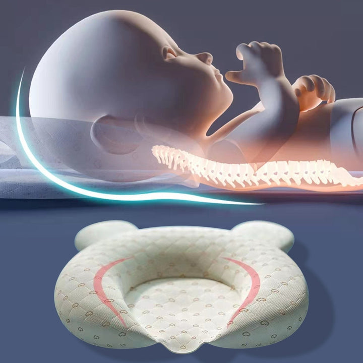 Pustende babypute for nyfødte. Vaskbar ergonomisk støttepute sikrer god sovekomfort og hodebeskyttelse.