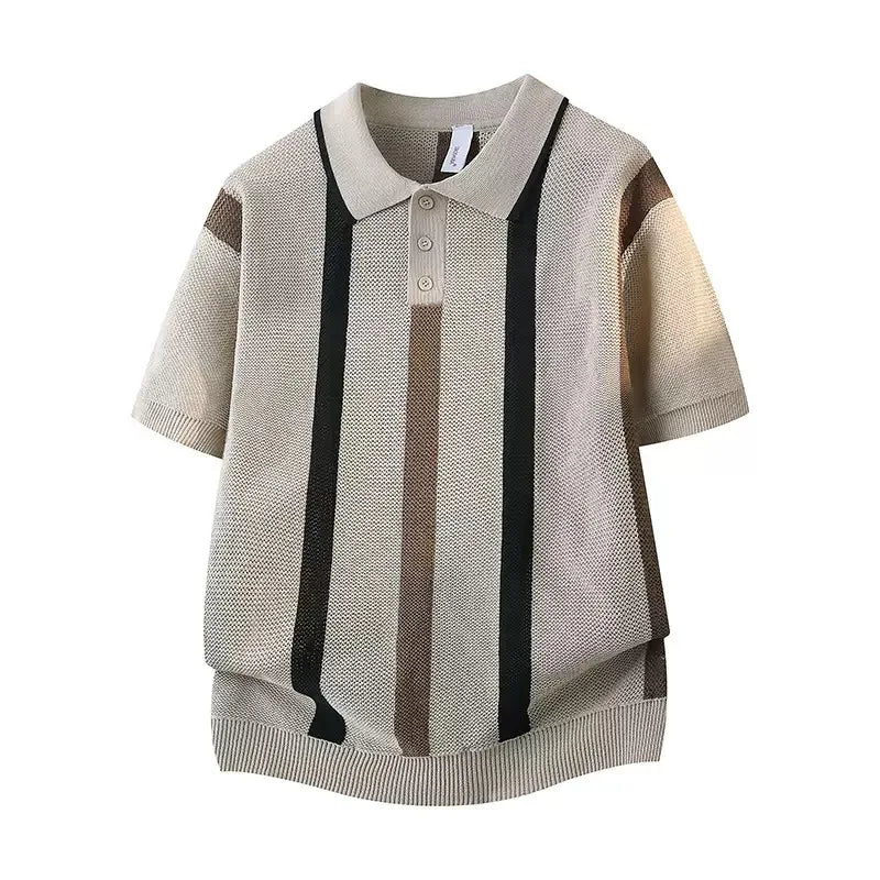 Stilig herre retro poloskjorte for sommeren, perfekt for avslappede dager og fritid. Kortermet komfort.
