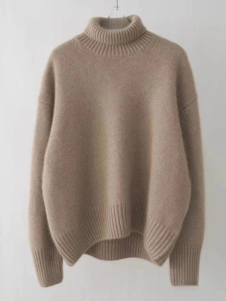 Stilfull langermet turtleneck genser i grå for kvinner, et elegant og komfortabelt valg til vintergarderoben.