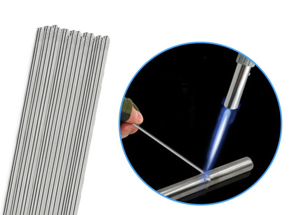 Detalj av flere aluminiums sveisestenger, essensielt verktøy for presis aluminiumssveising og håndverk.