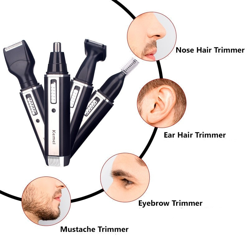 Unisex 4-i-1 hårtrimmer med USB-lading. Oppladbar og reisevennlig for enkel personlig pleie.