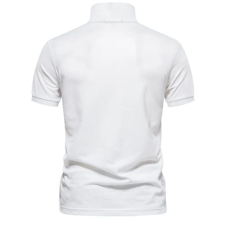 Klassisk kortermet bomulls pique polo for herre, ensfarget og komfortabel.