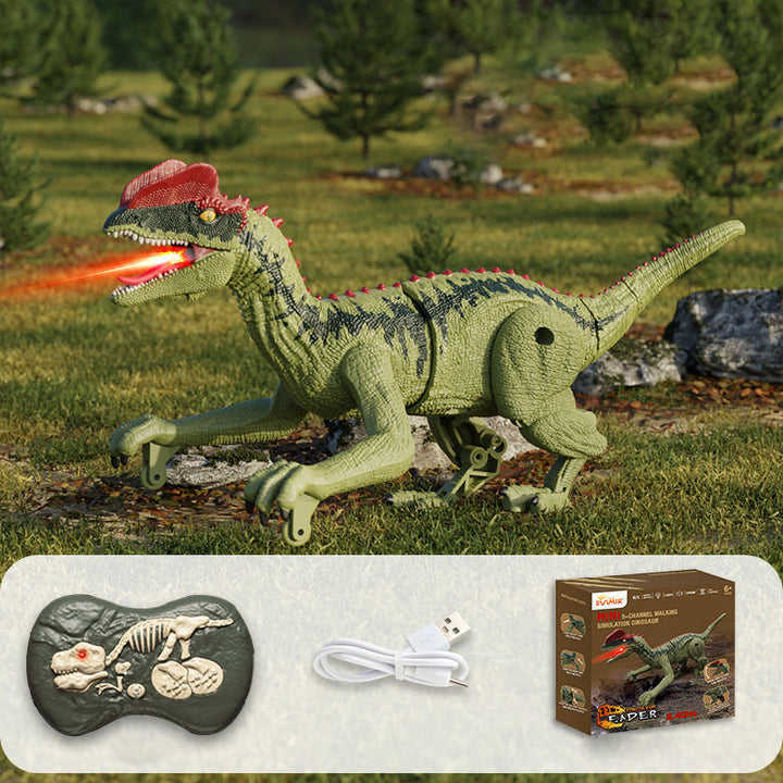 Grønn T-Rex fjernstyrt dinosaurleke, med vannspray, lys & bevegelse.