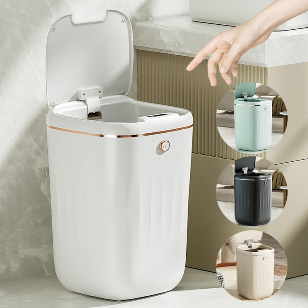 Smart sensor søppelbøtte for kjøkken, berøringsfri avfallshåndtering, fremmer hygiene i moderne hjem.