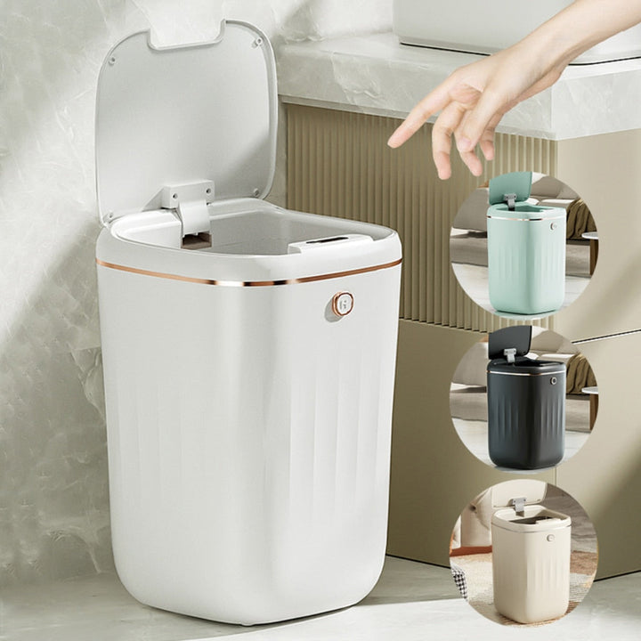 Smart sensor søppelbøtte for kjøkken, berøringsfri avfallshåndtering, fremmer hygiene i moderne hjem.