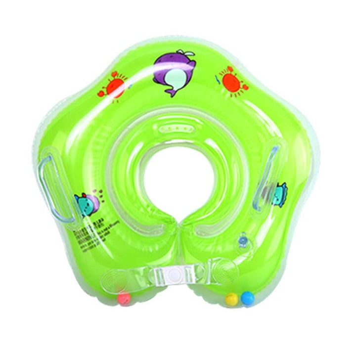 Nærbilde av ergonomisk baby svømmering for nakke. Designet for trygg vannlek og utvikling for barn.