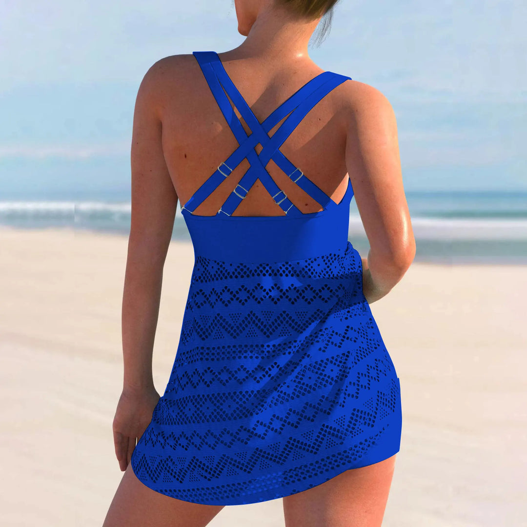 Moderne plus size tankini badedrakt for kvinner, todelt med høy midje shorts, designet for selvtillit.