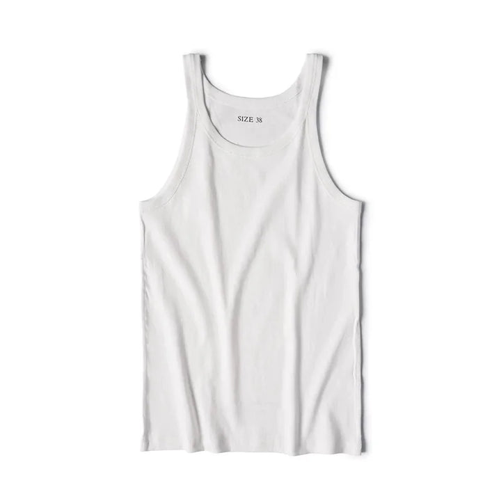 Grønn ribbestrikket sommertank top til herre med vintage preg. Ermeløs og behagelig passform.