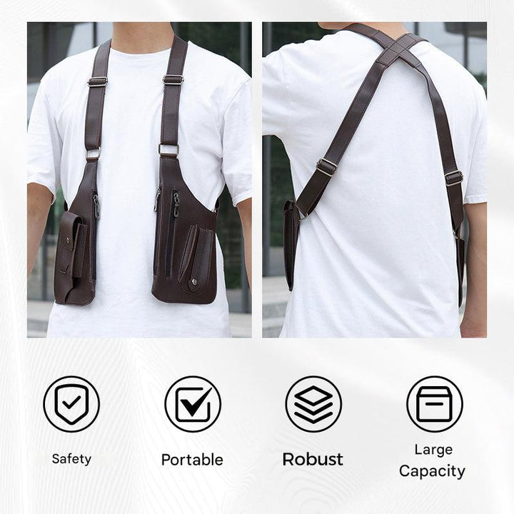 Komfortabel justerbar stropp på tyverisikker herreveske. Ergonomisk skulderveske for langvarig bruk.