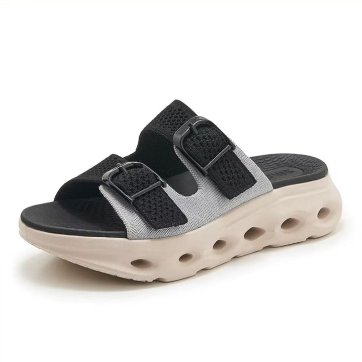 Kvinne sandaler med justerbare spenner, tykk komfortsåle. Flotte sommersko og fritidsfottøy for dame.