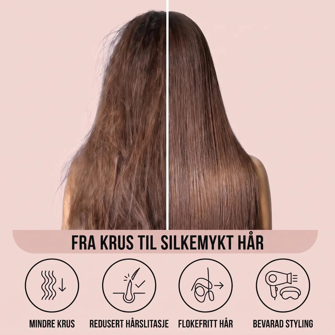 Nærbilde av glatt satengputetrekk. Silkemyk tekstur for et luksuriøst soverom og skånsom hårpleie.