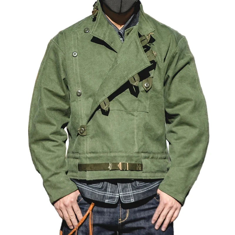 Grønn herre bomberjakke i slitesterk canvas. Klassisk retro svensk stil, perfekt som vår- eller høstjakke.