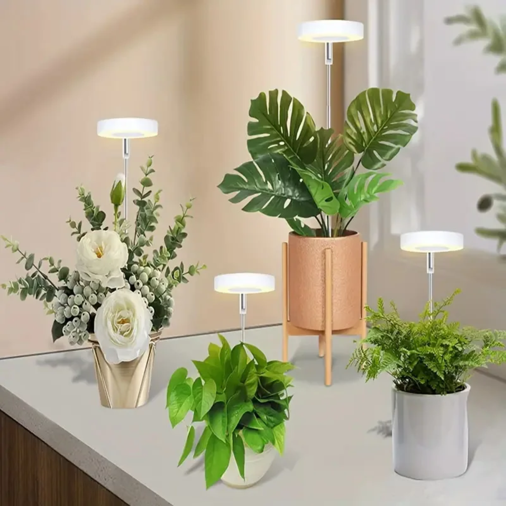 Nærbilde av LED-chipene på den justerbare vekstlampen; gir optimalt lys for plantepleie.