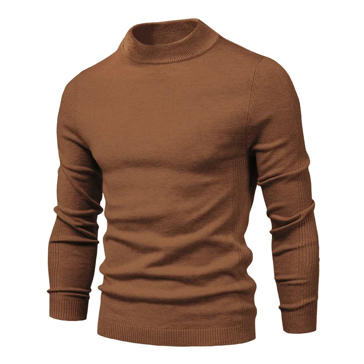 Modellen presenterer varm herregenser med høy hals. Ensfarget og tidløst design.