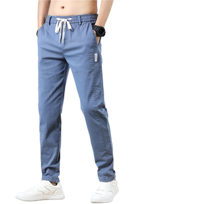 Herre business casual bomullsbukser, komfortabel passform for jobb og fritid, klassisk stil.