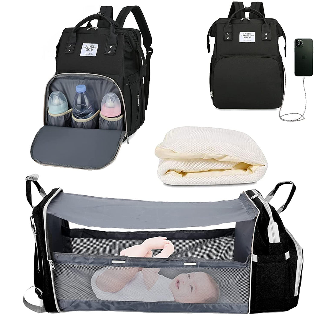 Multifunksjonell stelleveske ryggsekk for baby, romslig med smart organisering av babyutstyr.