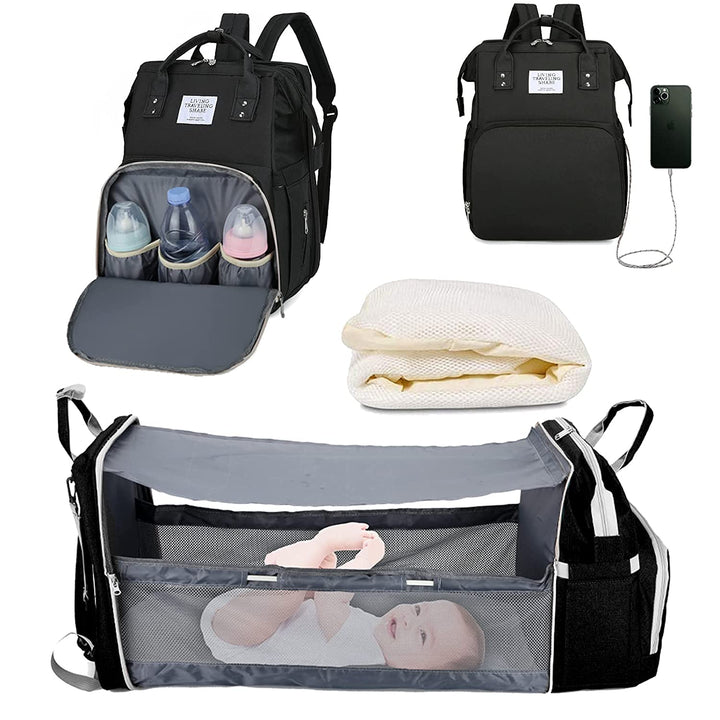 Multifunksjonell stelleveske ryggsekk for baby, romslig med smart organisering av babyutstyr.