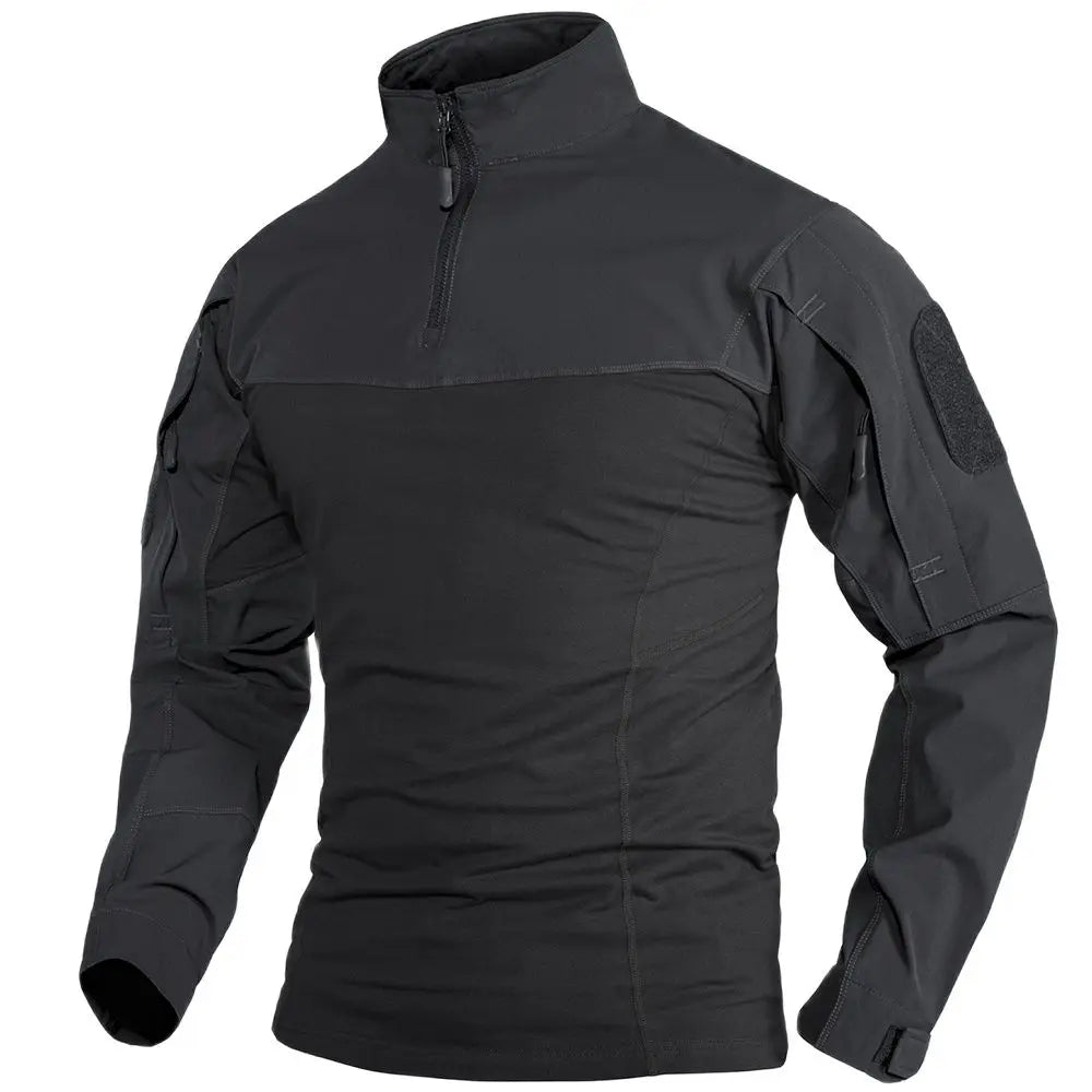 Herre sportsklær: Langermet genser med 1/4-zip og lommer, perfekt for tur.